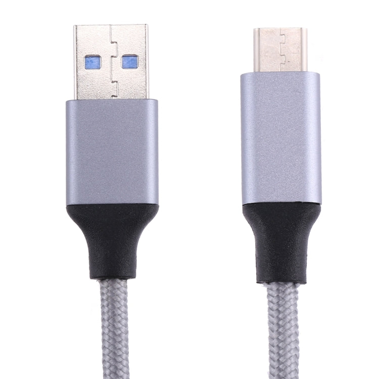 1m Wires Woven Metal Head USB-C / Type-C 3.1 to USB 3.0 Data / Charger Cable(Grey) - USB-C & Type-C Cable by PMC TechLife | Online Shopping South Africa | PMC TechLife | Buy Now Pay Later Mobicred