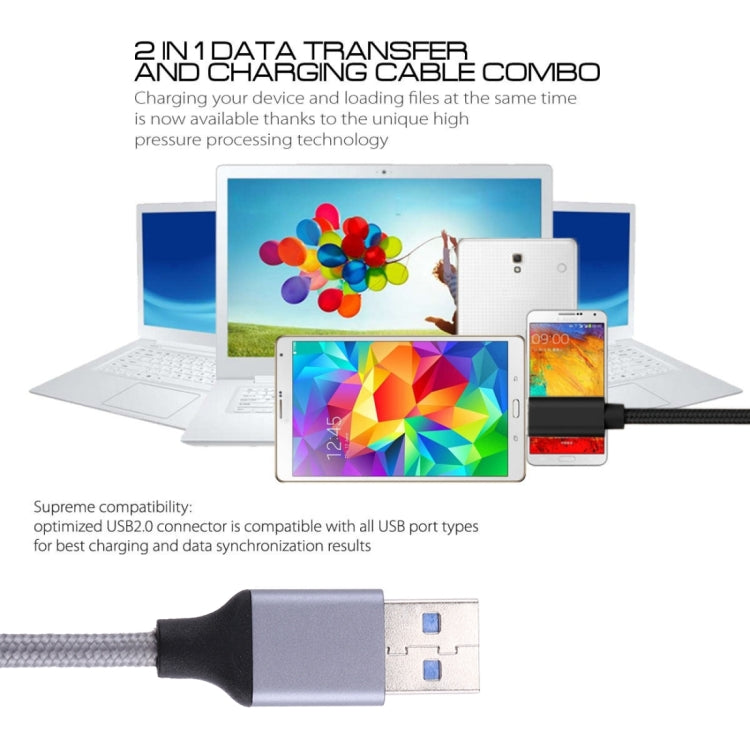 1m Wires Woven Metal Head USB-C / Type-C 3.1 to USB 3.0 Data / Charger Cable(Grey) - USB-C & Type-C Cable by PMC TechLife | Online Shopping South Africa | PMC TechLife | Buy Now Pay Later Mobicred
