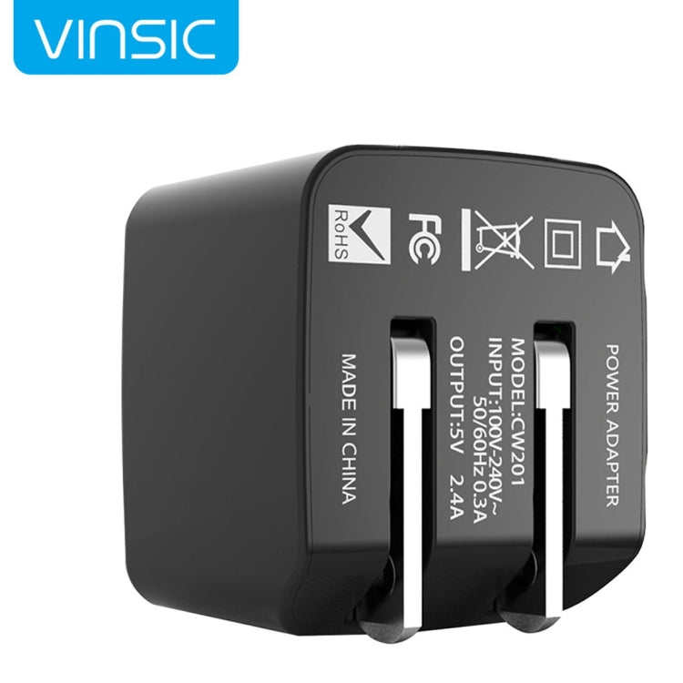 Vinsic 12W 5V 2.4A Output Dual USB Wall Charger USB Charger Adapter - USB Charger by VINSIC | Online Shopping South Africa | PMC TechLife | Buy Now Pay Later Mobicred