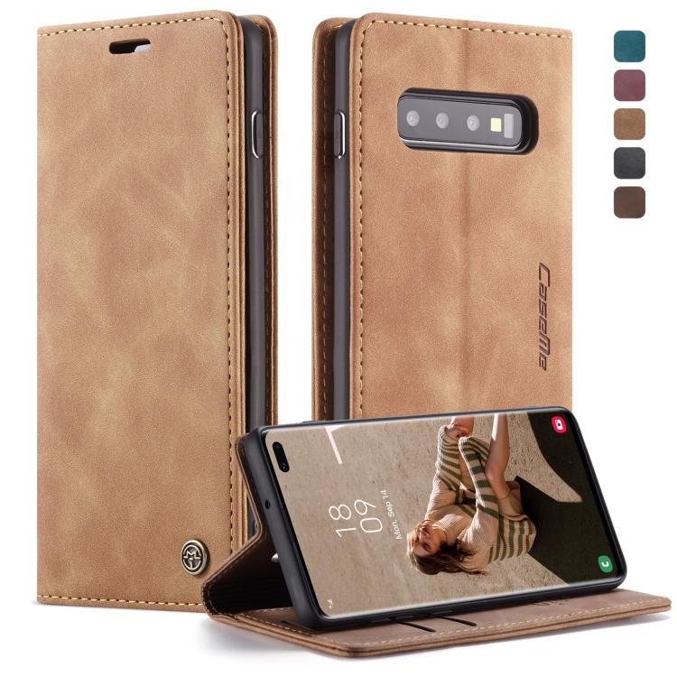 CaseMe-013 Multifunctional Retro Frosted Horizontal Flip Leather Case for Galaxy S10 Plus, with Card Slot & Holder & Wallet (Brown) - free shipping - PMC Jewellery - Order now!