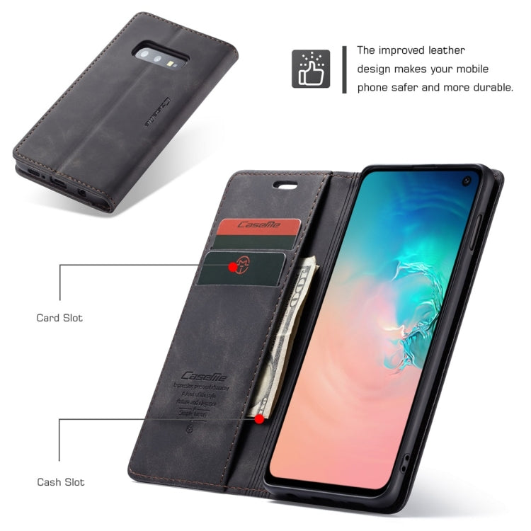 CaseMe-013 Multifunctional Retro Frosted Horizontal Flip Leather Case for Galaxy S10 E, with Card Slot & Holder & Wallet (Black) - free shipping - PMC Jewellery - Order now!