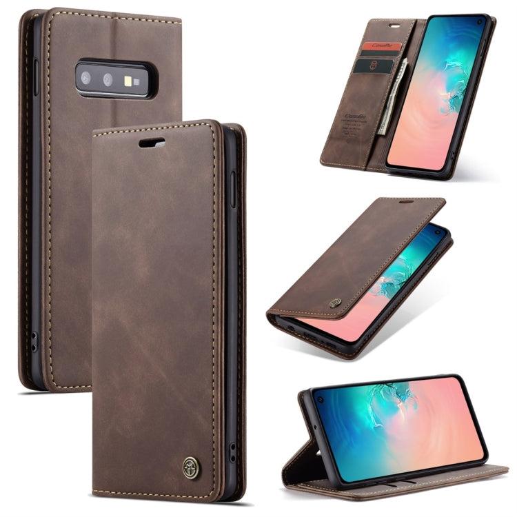 CaseMe-013 Multifunctional Retro Frosted Horizontal Flip Leather Case for Galaxy S10 E, with Card Slot & Holder & Wallet (Coffee) - free shipping - PMC Jewellery - Order now!