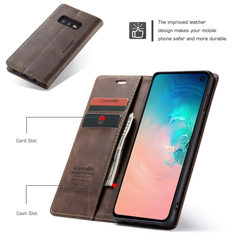 CaseMe-013 Multifunctional Retro Frosted Horizontal Flip Leather Case for Galaxy S10 E, with Card Slot & Holder & Wallet (Coffee) - free shipping - PMC Jewellery - Order now!