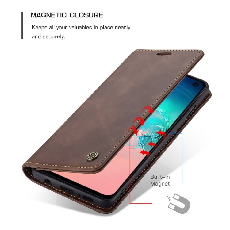 CaseMe-013 Multifunctional Retro Frosted Horizontal Flip Leather Case for Galaxy S10 E, with Card Slot & Holder & Wallet (Coffee) - free shipping - PMC Jewellery - Order now!