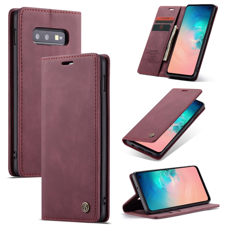 CaseMe-013 Multifunctional Retro Frosted Horizontal Flip Leather Case for Galaxy S10 E, with Card Slot & Holder & Wallet (Wine Red) - free shipping - PMC Jewellery - Order now!