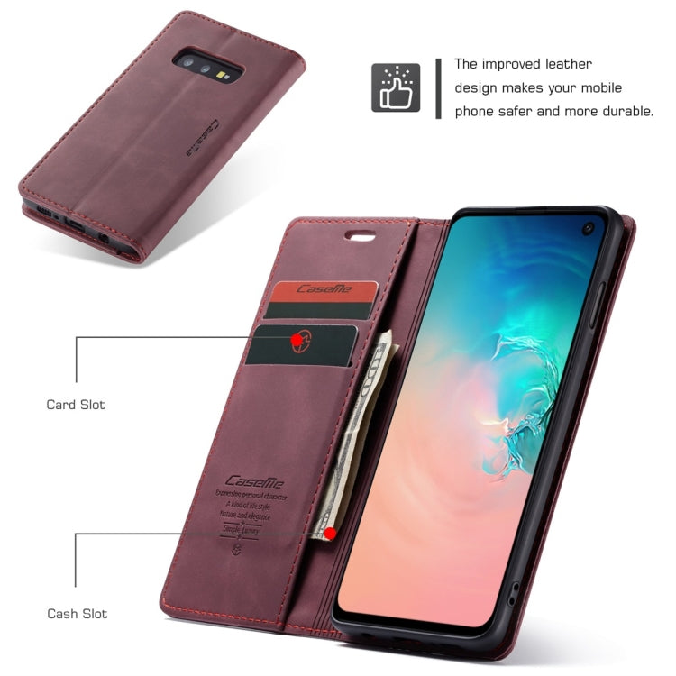CaseMe-013 Multifunctional Retro Frosted Horizontal Flip Leather Case for Galaxy S10 E, with Card Slot & Holder & Wallet (Wine Red) - free shipping - PMC Jewellery - Order now!
