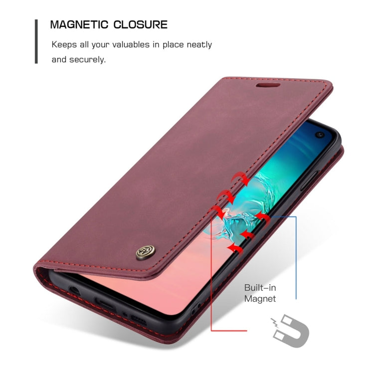 CaseMe-013 Multifunctional Retro Frosted Horizontal Flip Leather Case for Galaxy S10 E, with Card Slot & Holder & Wallet (Wine Red) - free shipping - PMC Jewellery - Order now!