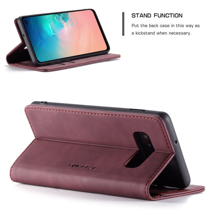 CaseMe-013 Multifunctional Retro Frosted Horizontal Flip Leather Case for Galaxy S10 E, with Card Slot & Holder & Wallet (Wine Red) - free shipping - PMC Jewellery - Order now!