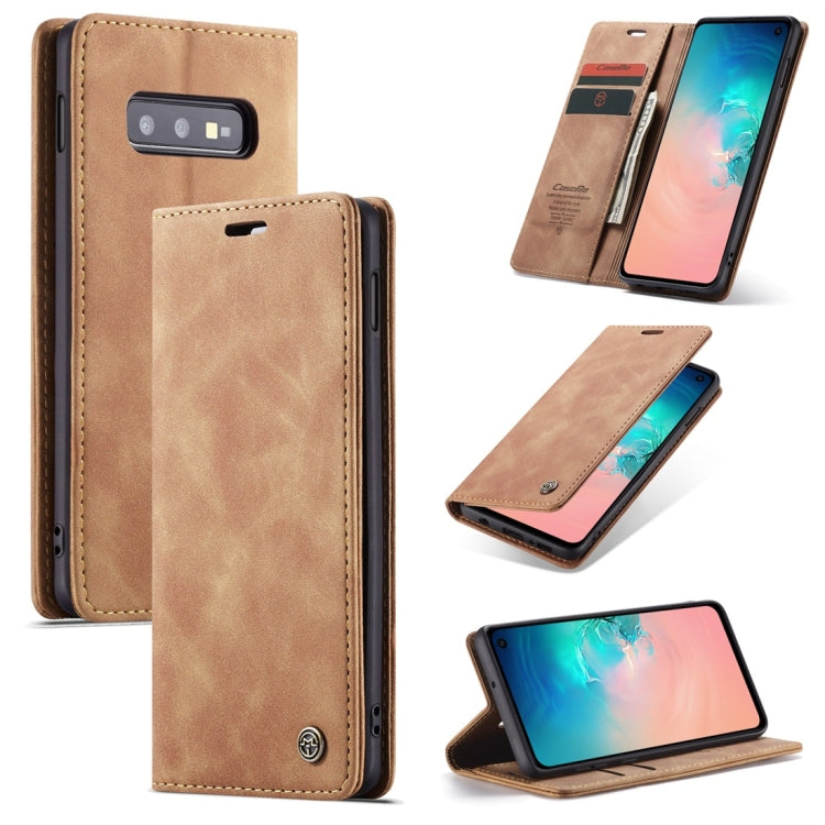 CaseMe-013 Multifunctional Retro Frosted Horizontal Flip Leather Case for Galaxy S10 E, with Card Slot & Holder & Wallet (Brown) - free shipping - PMC Jewellery - Order now!