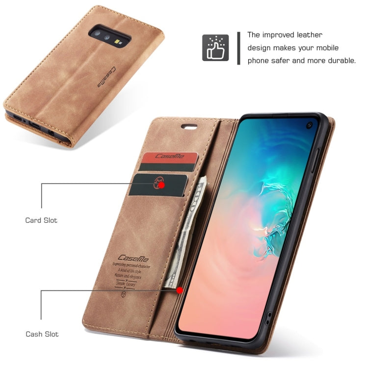 CaseMe-013 Multifunctional Retro Frosted Horizontal Flip Leather Case for Galaxy S10 E, with Card Slot & Holder & Wallet (Brown) - free shipping - PMC Jewellery - Order now!