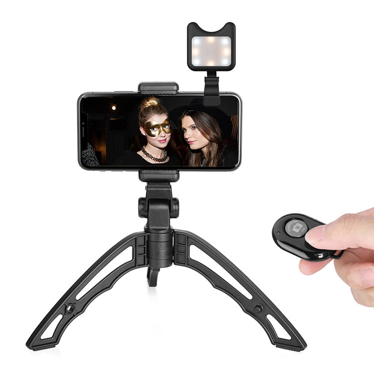 APEXEL Portable Handheld Lazy Live Broadcast Desktop Folding Universal Bluetooth Tripod Phone Holder with Flashlight - Stand by APEXEL | Online Shopping South Africa | PMC TechLife | Buy Now Pay Later Mobicred