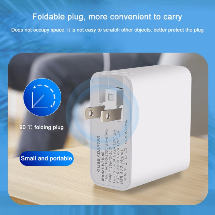 WLX-A6 4 Ports Quick Charging USB Travel Charger Power Adapter, US Plug - USB Charger by PMC Jewellery | Online Shopping South Africa | PMC Jewellery | Buy Now Pay Later Mobicred