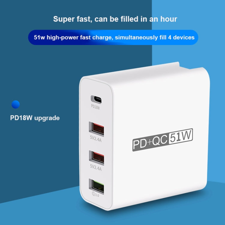 WLX-A6 4 Ports Quick Charging USB Travel Charger Power Adapter, EU Plug - USB Charger by PMC Jewellery | Online Shopping South Africa | PMC Jewellery | Buy Now Pay Later Mobicred