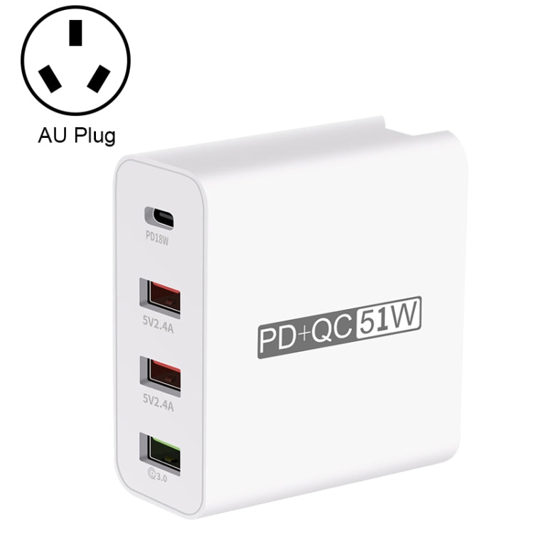 WLX-A6 4 Ports Quick Charging USB Travel Charger Power Adapter, AU Plug - USB Charger by PMC Jewellery | Online Shopping South Africa | PMC Jewellery | Buy Now Pay Later Mobicred