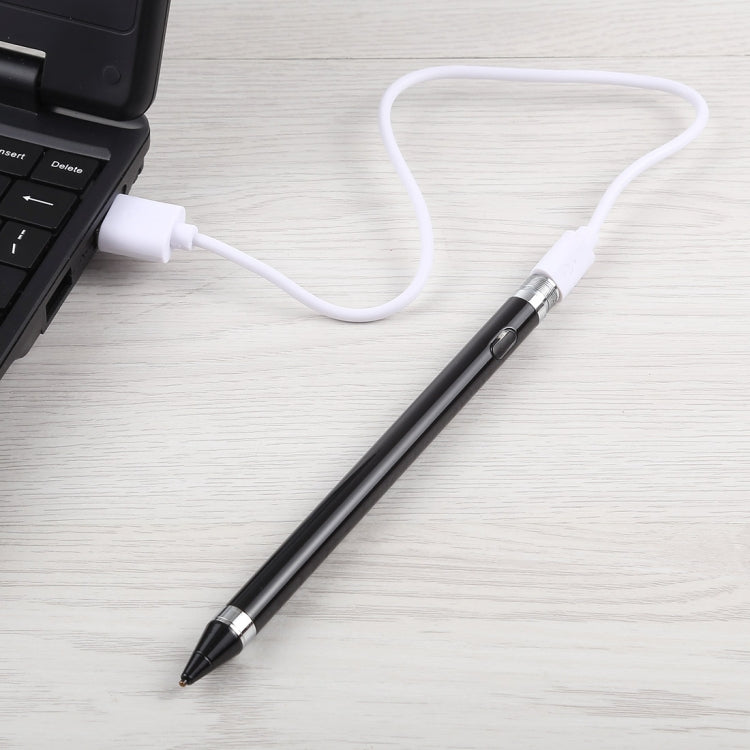 Short Universal Rechargeable Capacitive Touch Screen Stylus Pen with 2.3mm Superfine Metal Nib, For iPhone, iPad, Samsung, and Other Capacitive Touch Screen Smartphones or Tablet PC(Black) - Stylus Pen by PMc TechLife | Online Shopping South Africa | PMc TechLife | Buy Now Pay Later Mobicred