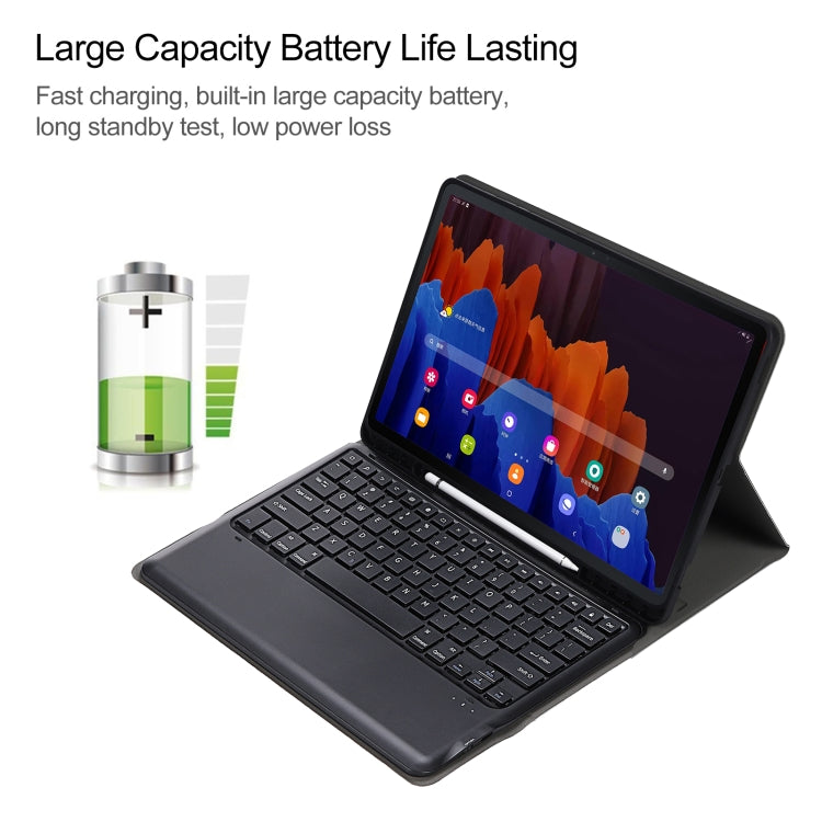 A970B Detachable Bluetooth Keyboard Ultrathin Horizontal Flip Leather Tablet Case with Pen Slot for Samsung Galaxy Tab S7 FE T730 / T736 / S7+ T970 / T975 / T976(Black) - Samsung Keyboard by PMC TechLife | Online Shopping South Africa | PMC TechLife