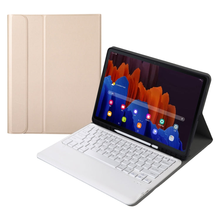 A970B Detachable Bluetooth Keyboard Ultrathin Horizontal Flip Leather Tablet Case with Pen Slot for Samsung Galaxy Tab S7 FE T730 / T736 / S7+ T970 / T975 / T976(Gold) - Samsung Keyboard by PMC TechLife | Online Shopping South Africa | PMC TechLife