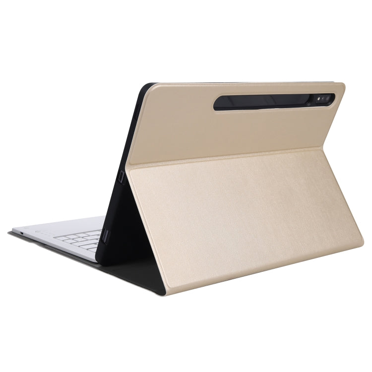 A970B Detachable Bluetooth Keyboard Ultrathin Horizontal Flip Leather Tablet Case with Pen Slot for Samsung Galaxy Tab S7 FE T730 / T736 / S7+ T970 / T975 / T976(Gold) - Samsung Keyboard by PMC TechLife | Online Shopping South Africa | PMC TechLife