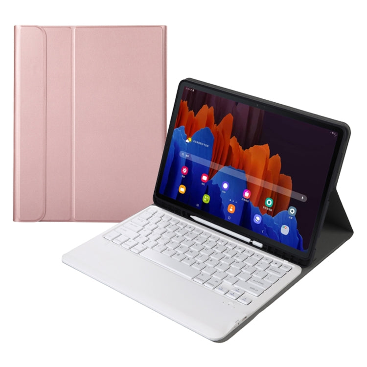A970B Detachable Bluetooth Keyboard Ultrathin Horizontal Flip Leather Tablet Case with Pen Slot for Samsung Galaxy Tab S7 FE T730 / T736 / S7+ T970 / T975 / T976(Rose Gold) - Samsung Keyboard by PMC TechLife | Online Shopping South Africa | PMC TechLife