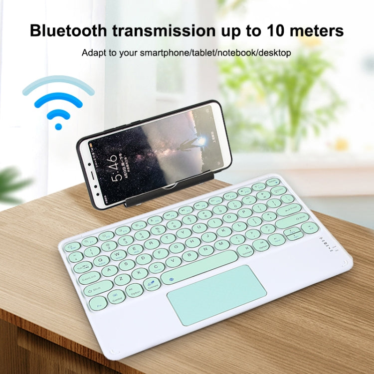 250C 10 inch Universal Tablet Round Keycap Wireless Bluetooth Keyboard with Touch Panel (Green) - Universal Keyboard by PMC TechLife | Online Shopping South Africa | PMC TechLife