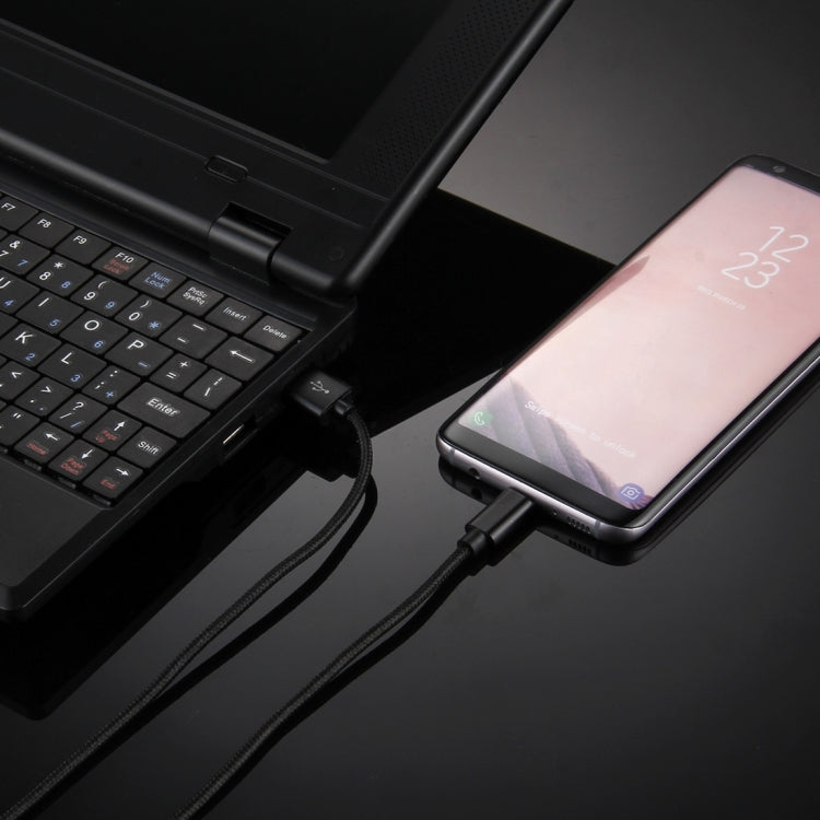 Knit Texture USB to USB-C / Type-C Data Sync Charging Cable, Cable Length: 1m, 3A Total Output, 2A Transfer Data(Black) - USB-C & Type-C Cable by PMC TechLife | Online Shopping South Africa | PMC TechLife | Buy Now Pay Later Mobicred