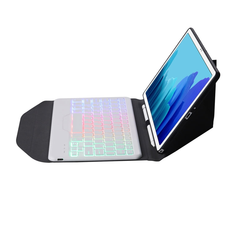 B500S Diamond Texture Triangle Back Holder Splittable Bluetooth Keyboard Leather Tablet Case with Backlight for Samsung Galaxy Tab A7 10.4 2020 (White + Black) - Samsung Keyboard by PMC TechLife | Online Shopping South Africa | PMC TechLife