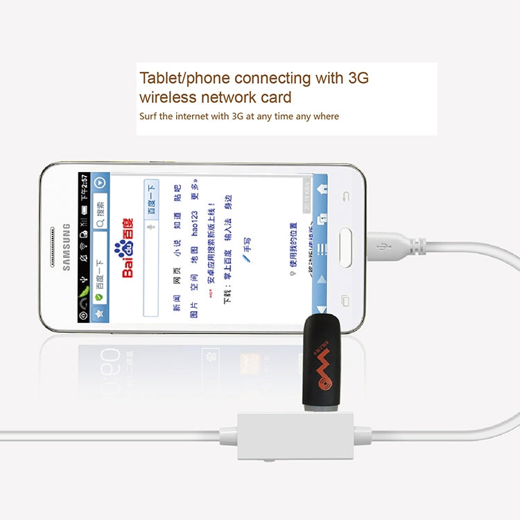 OTG-Y-03 USB 2.0 Male to Micro USB Male + USB Female OTG Charging Data Cable for Android Phones / Tablets with OTG Function, with Switch, Length: 1.1m(White) - Micro USB Cable by PMC Jewellery | Online Shopping South Africa | PMC Jewellery | Buy Now Pay Later Mobicred