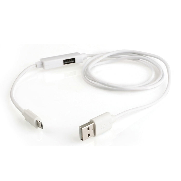 OTG-Y-02 USB 2.0 Male to Micro USB Male + USB Female OTG Charging Data Cable for Android Phones / Tablets with OTG Function, Length: 1.1m (White) - free shipping - PMC Jewellery - Order now!