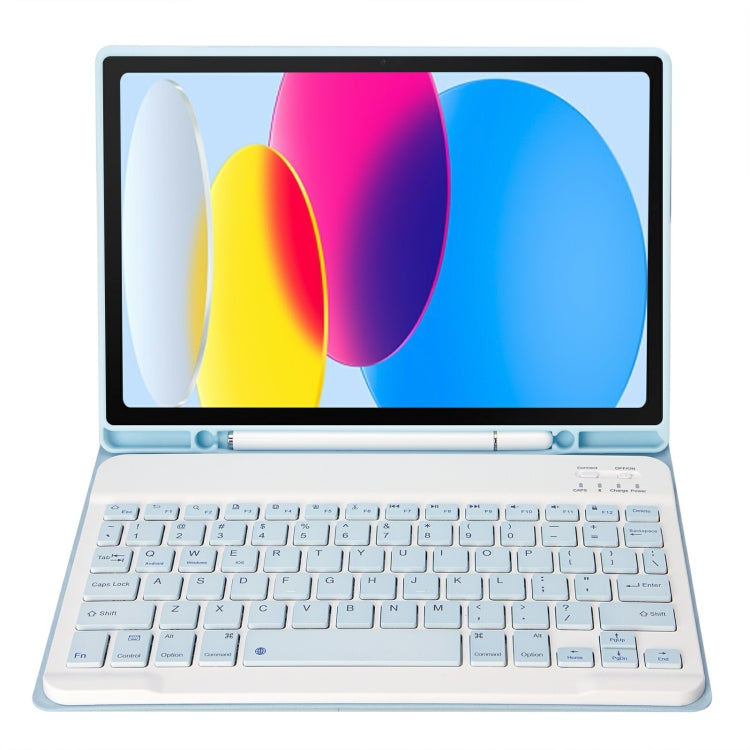 For iPad 10th Gen 10.9 2022 A10B Lambskin Texture Ultra-thin Bluetooth Keyboard Leather Tablet Case with Pen Slot(Baby Blue) - Universal by PMC TechLife | Online Shopping South Africa | PMC TechLife