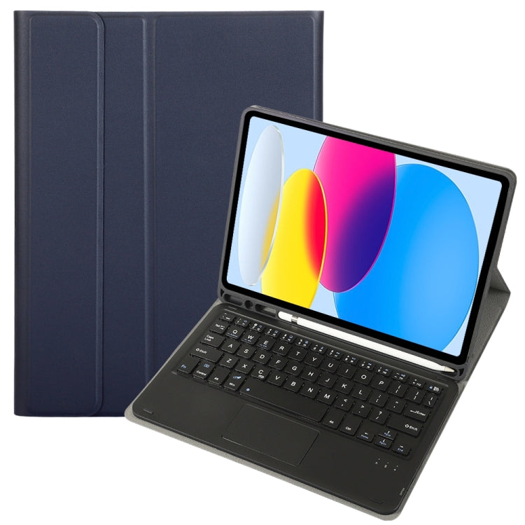 For iPad 10th Gen 10.9 2022 A10B-A Lambskin Texture Bluetooth Touch Keyboard Leather Tablet Case with Pen Slot(Dark Blue) - Universal by PMC TechLife | Online Shopping South Africa | PMC TechLife