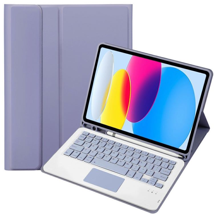 For iPad 10th Gen 10.9 2022 A10B-A Lambskin Texture Bluetooth Touch Keyboard Leather Tablet Case with Pen Slot (Purple) - Universal by PMC TechLife | Online Shopping South Africa | PMC TechLife