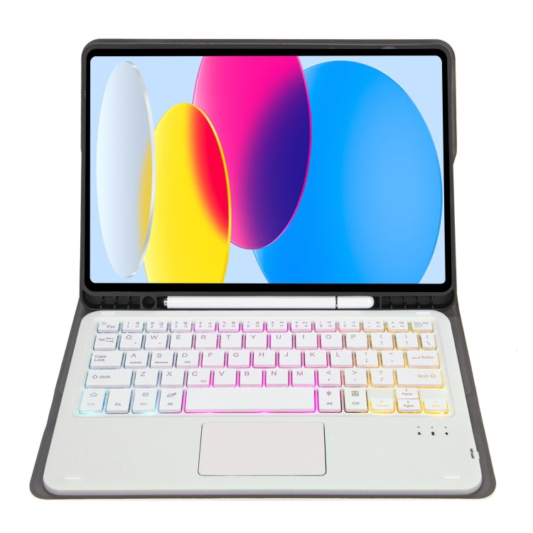 For iPad 10th Gen 10.9 2022 A10B-AS Lambskin Texture Backlight Bluetooth Touch Keyboard Leather Tablet Case with Pen Slot(Gold) - Universal by PMC TechLife | Online Shopping South Africa | PMC TechLife