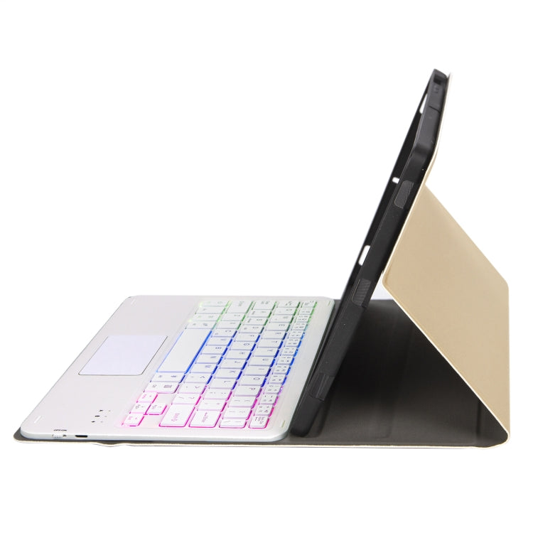 For iPad 10th Gen 10.9 2022 A10B-AS Lambskin Texture Backlight Bluetooth Touch Keyboard Leather Tablet Case with Pen Slot(Gold) - Universal by PMC TechLife | Online Shopping South Africa | PMC TechLife