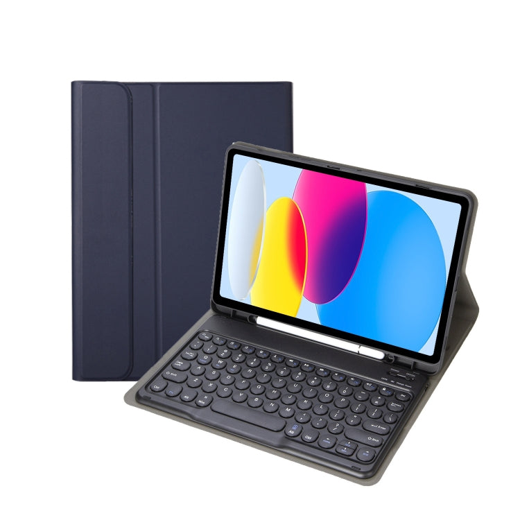 For iPad 10th Gen 10.9 2022 YA10B Lambskin Texture Bluetooth Keyboard Leather Tablet Case with Pen Slot(Dark Blue) - Universal by PMC TechLife | Online Shopping South Africa | PMC TechLife