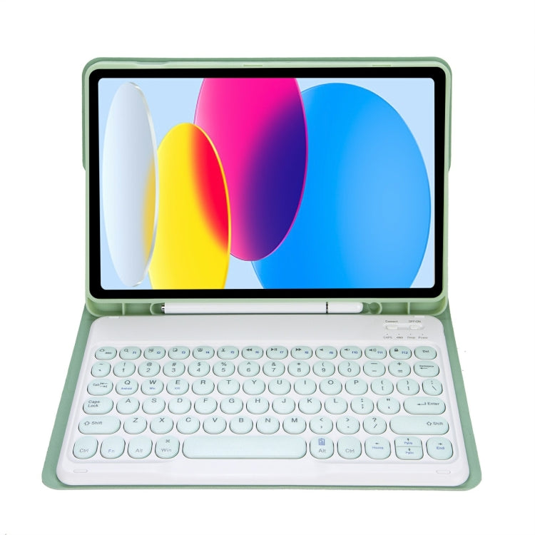 For iPad 10th Gen 10.9 2022 YA10B Lambskin Texture Bluetooth Keyboard Leather Tablet Case with Pen Slot (Green) - Universal by PMC TechLife | Online Shopping South Africa | PMC TechLife