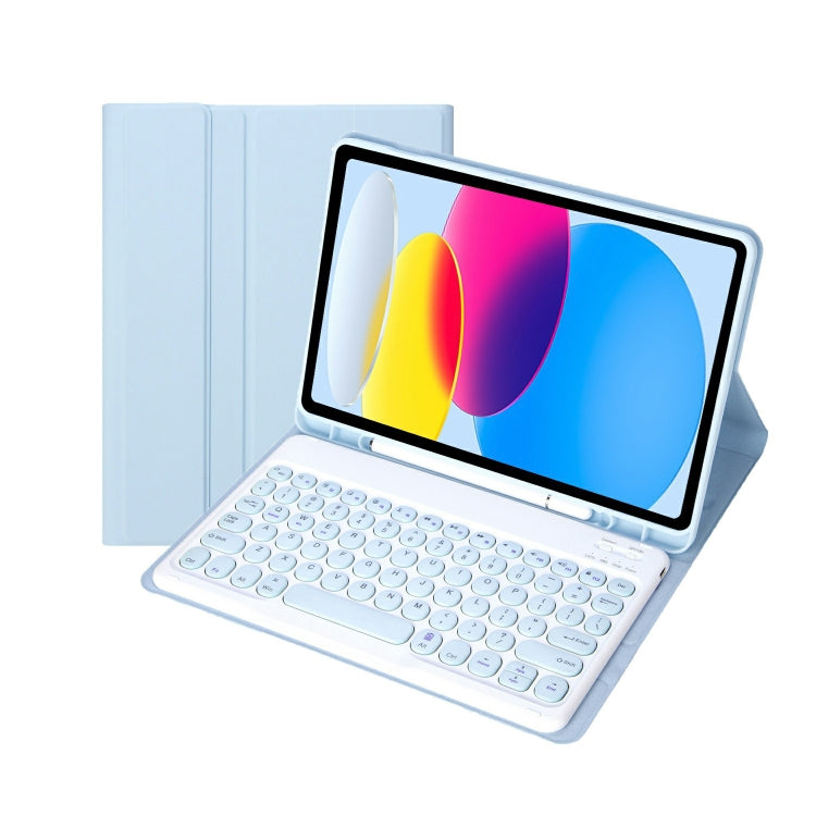For iPad 11 2025 / 10th Gen 10.9 2022 YA10B Lambskin Texture Bluetooth Keyboard Leather Tablet Case with Pen Slot (Baby Blue) - free shipping - PMC TechLife - Order now!