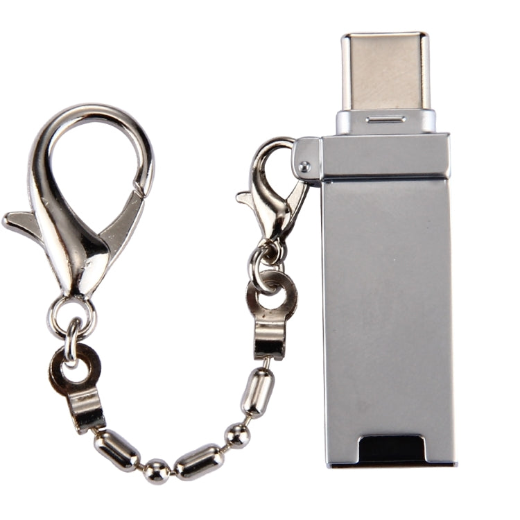 Mini Aluminum Alloy USB 2.0 Female to USB-C / Type-C Male Port Connector Adapter with Chain(Grey) - OTG Adapter by PMC TechLife | Online Shopping South Africa | PMC TechLife | Buy Now Pay Later Mobicred