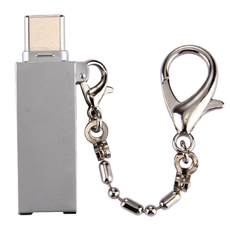 Mini Aluminum Alloy USB 2.0 Female to USB-C / Type-C Male Port Connector Adapter with Chain(Grey) - OTG Adapter by PMC TechLife | Online Shopping South Africa | PMC TechLife | Buy Now Pay Later Mobicred