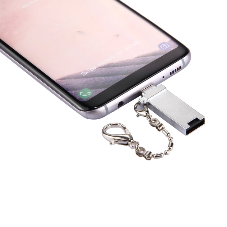 Mini Aluminum Alloy USB 2.0 Female to USB-C / Type-C Male Port Connector Adapter with Chain(Grey) - OTG Adapter by PMC TechLife | Online Shopping South Africa | PMC TechLife | Buy Now Pay Later Mobicred