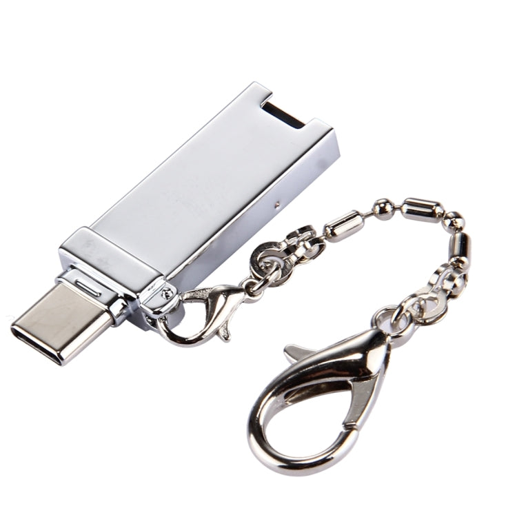 Mini Aluminum Alloy USB 2.0 Female to USB-C / Type-C Male Port Connector Adapter with Chain(Silver) - OTG Adapter by PMC TechLife | Online Shopping South Africa | PMC TechLife | Buy Now Pay Later Mobicred