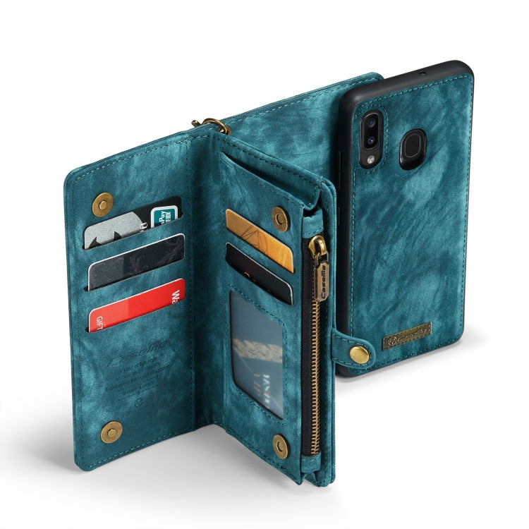 CaseMe-008 Detachable Multifunctional Retro Frosted Horizontal Flip Leather Case for Galaxy A20 / M10S, with Card Slot & Holder & Zipper Wallet & Photo Frame(Blue) - free shipping - PMC Jewellery - Order now!