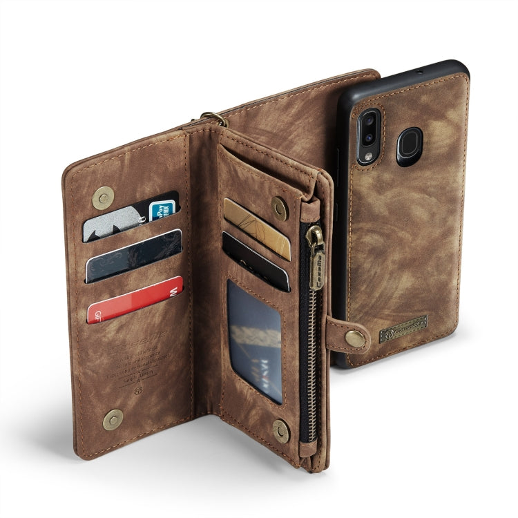 CaseMe-008 Detachable Multifunctional Retro Frosted Horizontal Flip Leather Case for Galaxy A20 / M10S, with Card Slot & Holder & Zipper Wallet & Photo Frame(Brown) - free shipping - PMC Jewellery - Order now!