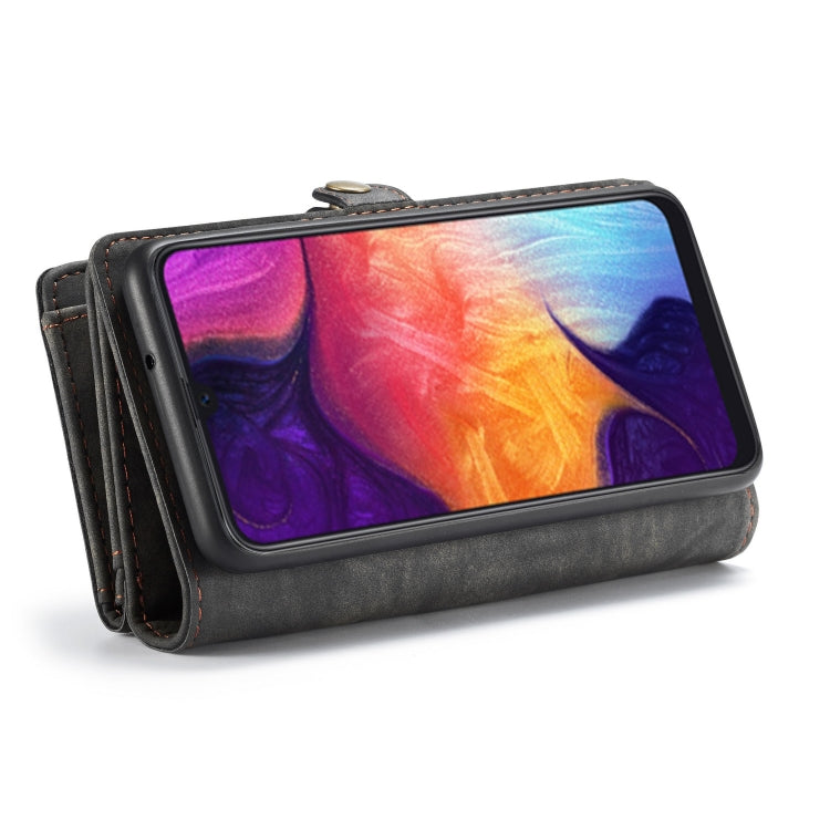 CaseMe-008 Detachable Multifunctional Retro Frosted Horizontal Flip Leather Case for Galaxy A50, with Card Slot & Holder & Zipper Wallet & Photo Frame(Black) - Galaxy Phone Cases by CaseMe | Online Shopping South Africa | PMC Jewellery | Buy Now Pay Later Mobicred