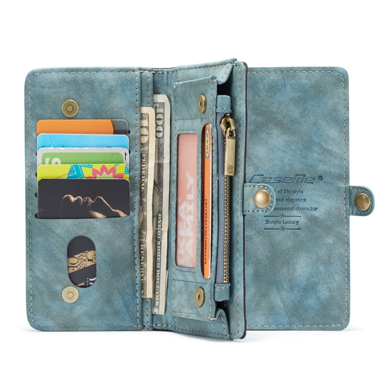 CaseMe-008 Detachable Multifunctional Retro Frosted Horizontal Flip Leather Case for Galaxy A50, with Card Slot & Holder & Zipper Wallet & Photo Frame(Blue) - Galaxy Phone Cases by CaseMe | Online Shopping South Africa | PMC Jewellery | Buy Now Pay Later Mobicred