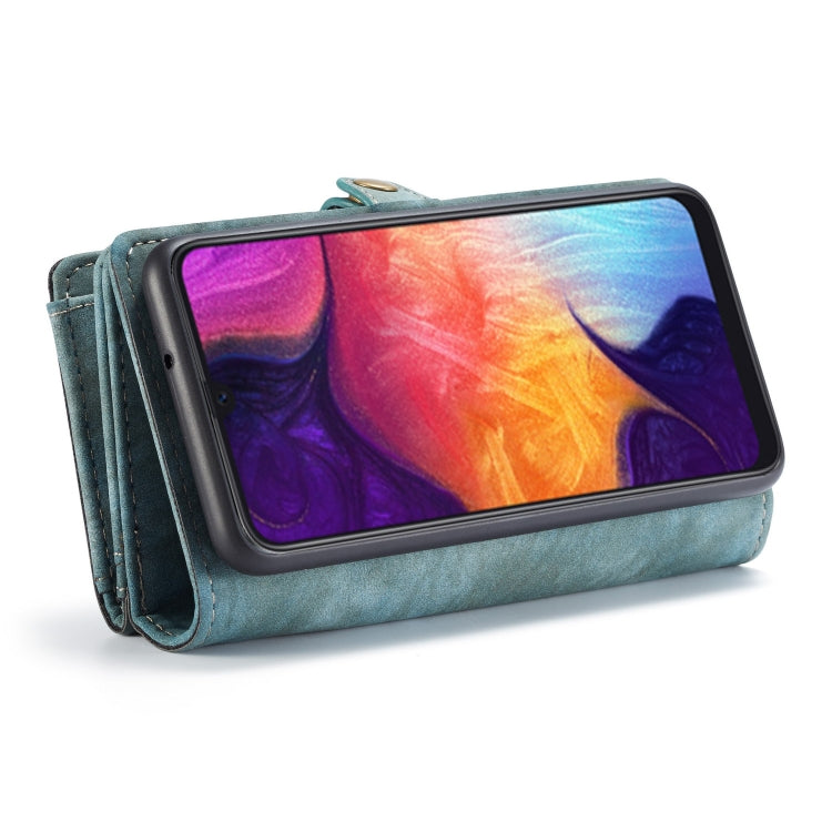 CaseMe-008 Detachable Multifunctional Retro Frosted Horizontal Flip Leather Case for Galaxy A50, with Card Slot & Holder & Zipper Wallet & Photo Frame(Blue) - Galaxy Phone Cases by CaseMe | Online Shopping South Africa | PMC Jewellery | Buy Now Pay Later Mobicred
