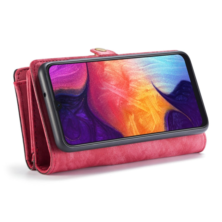 CaseMe-008 Detachable Multifunctional Retro Frosted Horizontal Flip Leather Case for Galaxy A50, with Card Slot & Holder & Zipper Wallet & Photo Frame(Red) - free shipping - PMC Jewellery - Order now!