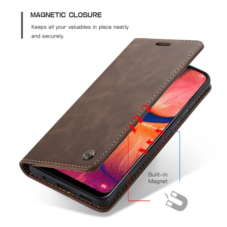 CaseMe-013 Multifunctional Retro Frosted Horizontal Flip Leather Case for Galaxy A20 / A30, with Card Slot & Holder & Wallet (Coffee) - free shipping - PMC Jewellery - Order now!