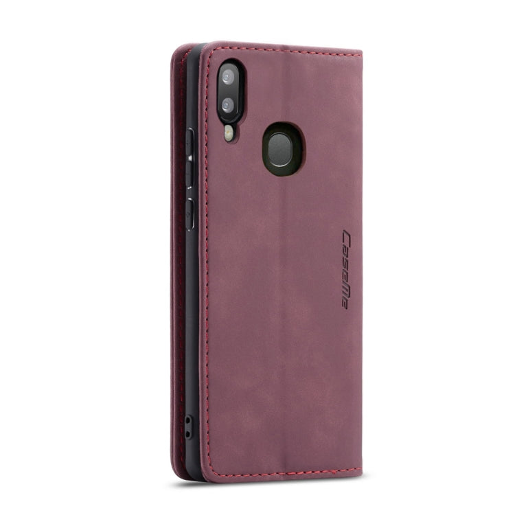 CaseMe-013 Multifunctional Retro Frosted Horizontal Flip Leather Case for Galaxy A20 / A30, with Card Slot & Holder & Wallet (Wine Red) - free shipping - PMC Jewellery - Order now!