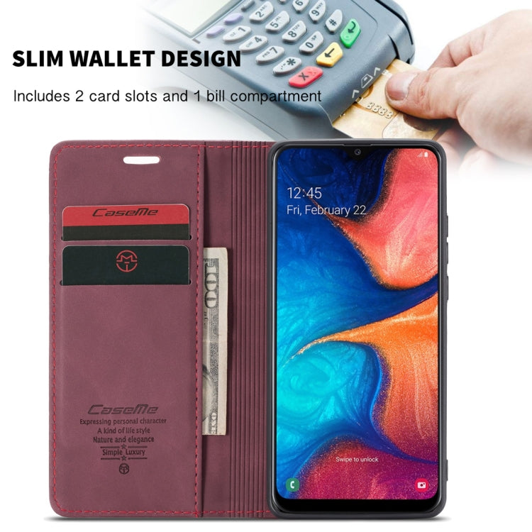 CaseMe-013 Multifunctional Retro Frosted Horizontal Flip Leather Case for Galaxy A20 / A30, with Card Slot & Holder & Wallet (Wine Red) - free shipping - PMC Jewellery - Order now!