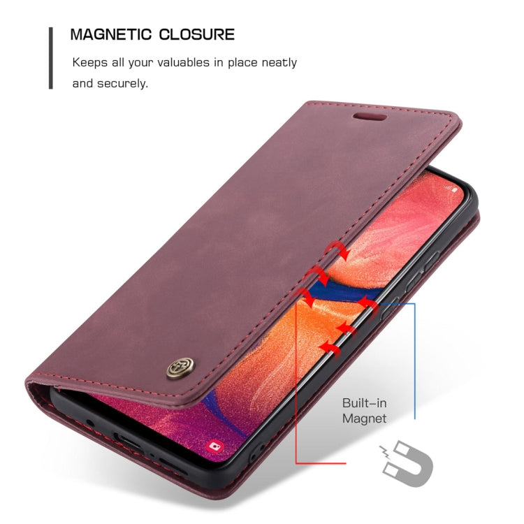 CaseMe-013 Multifunctional Retro Frosted Horizontal Flip Leather Case for Galaxy A20 / A30, with Card Slot & Holder & Wallet (Wine Red) - free shipping - PMC Jewellery - Order now!